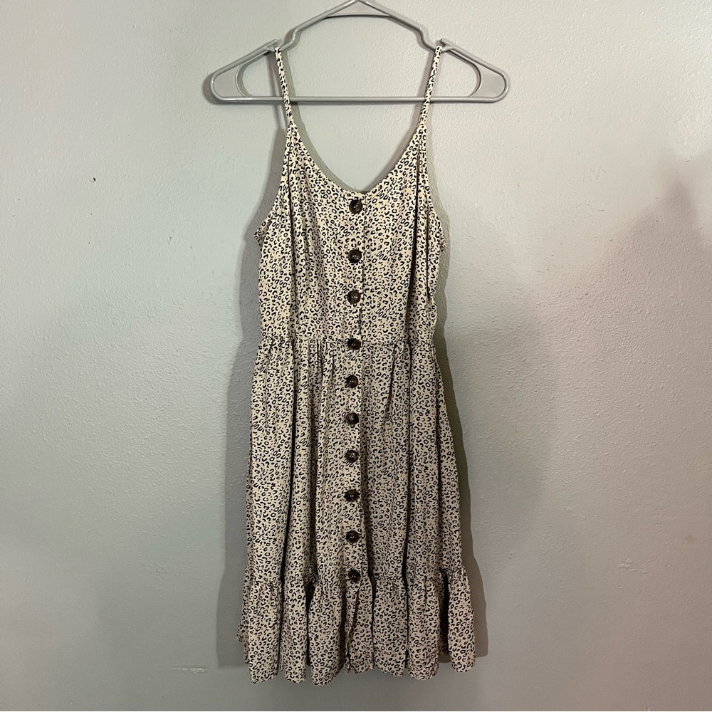 Japna Women's Animal Print Leopard Pring Spaghetti Strap Flowy Dress Size S